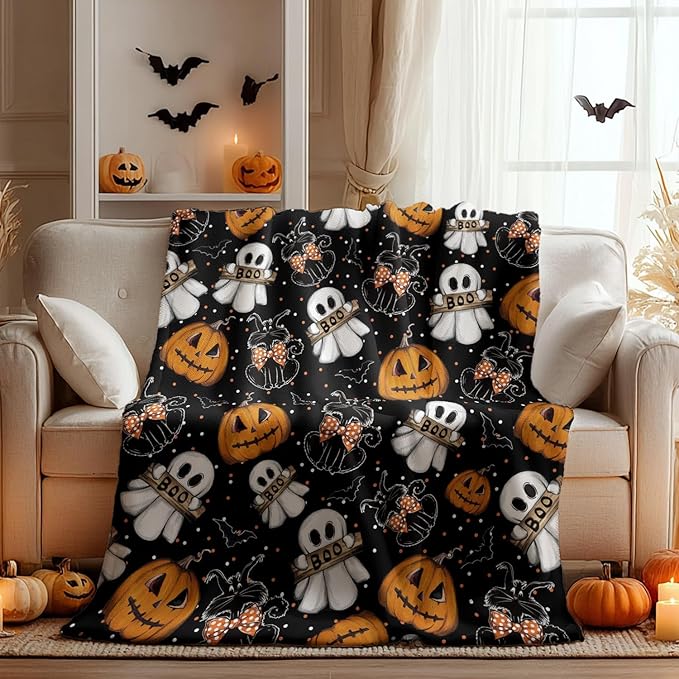 Image for Jack-O-Lantern Ghost Cutesy Blanket