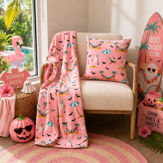 Image for Light Pink Ghosty Summerween Blanket