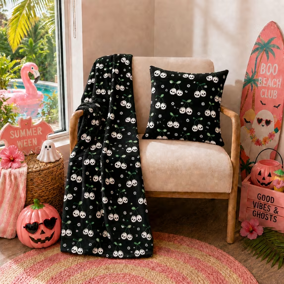 Image for Cherry Skulls Summerween Blanket