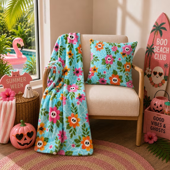 Image for Skull Flower Summerween Blanket